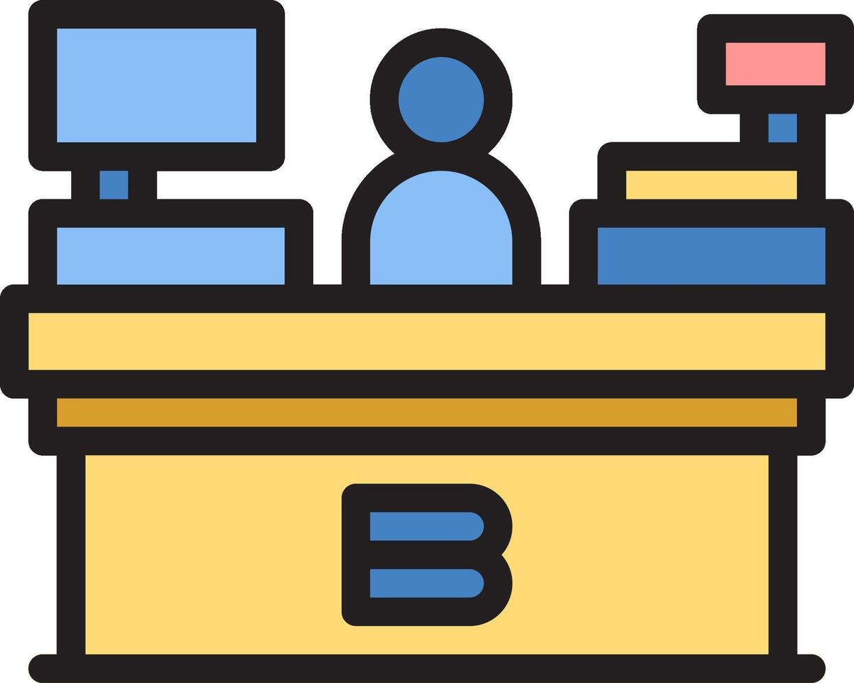 A person at a desk with a computer and a phone vector