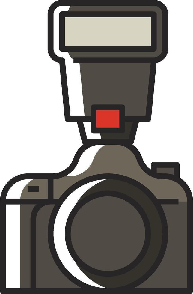 A camera with a flash light on it vector