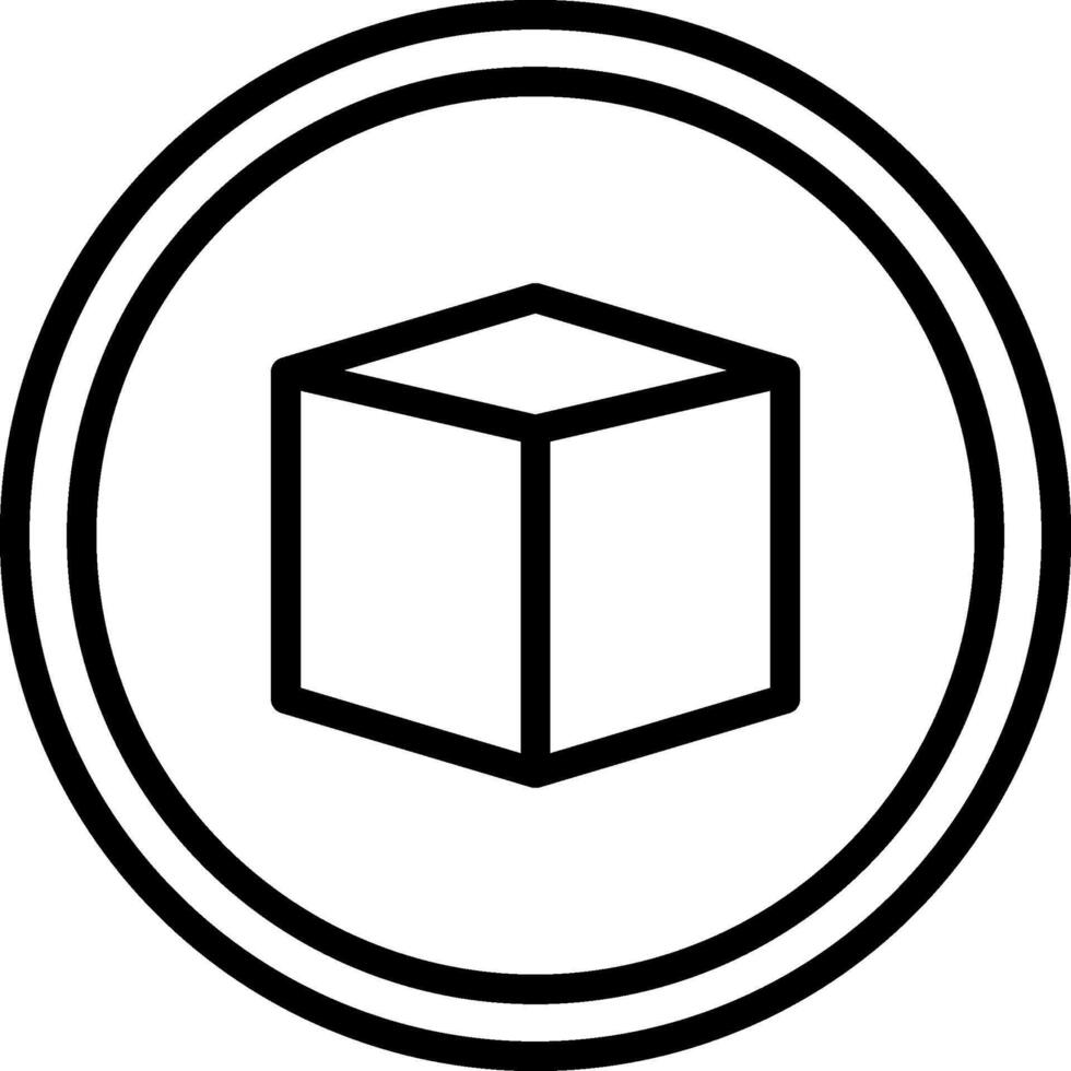 A black and white image of a cube in a circle vector