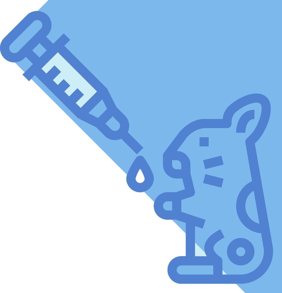 A blue bunny is holding an injection and a syringe vector