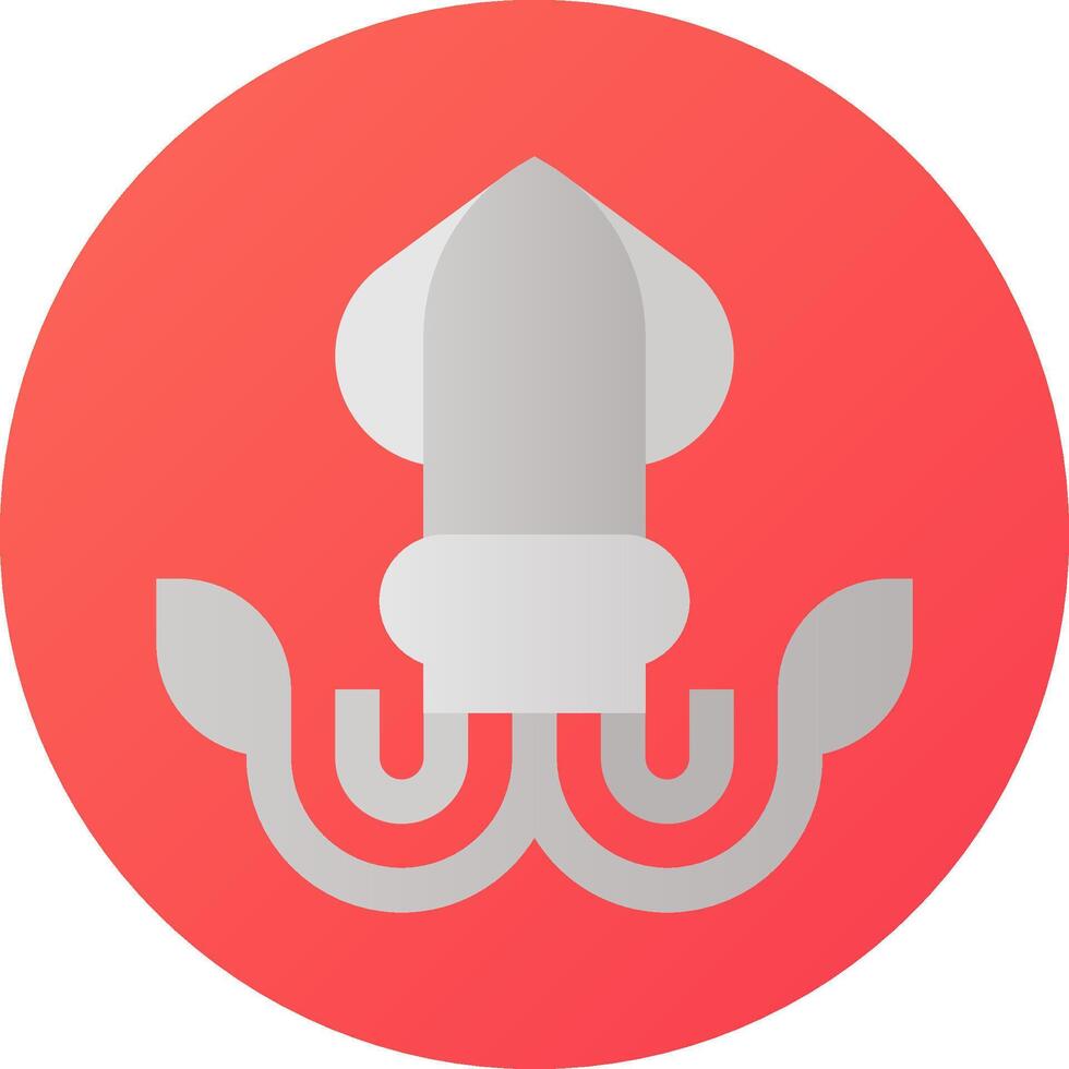 A red and gray icon of a squid vector