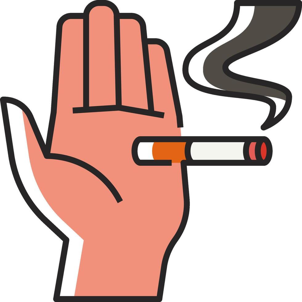 A hand holding a cigarette and a sign that says no smoking vector