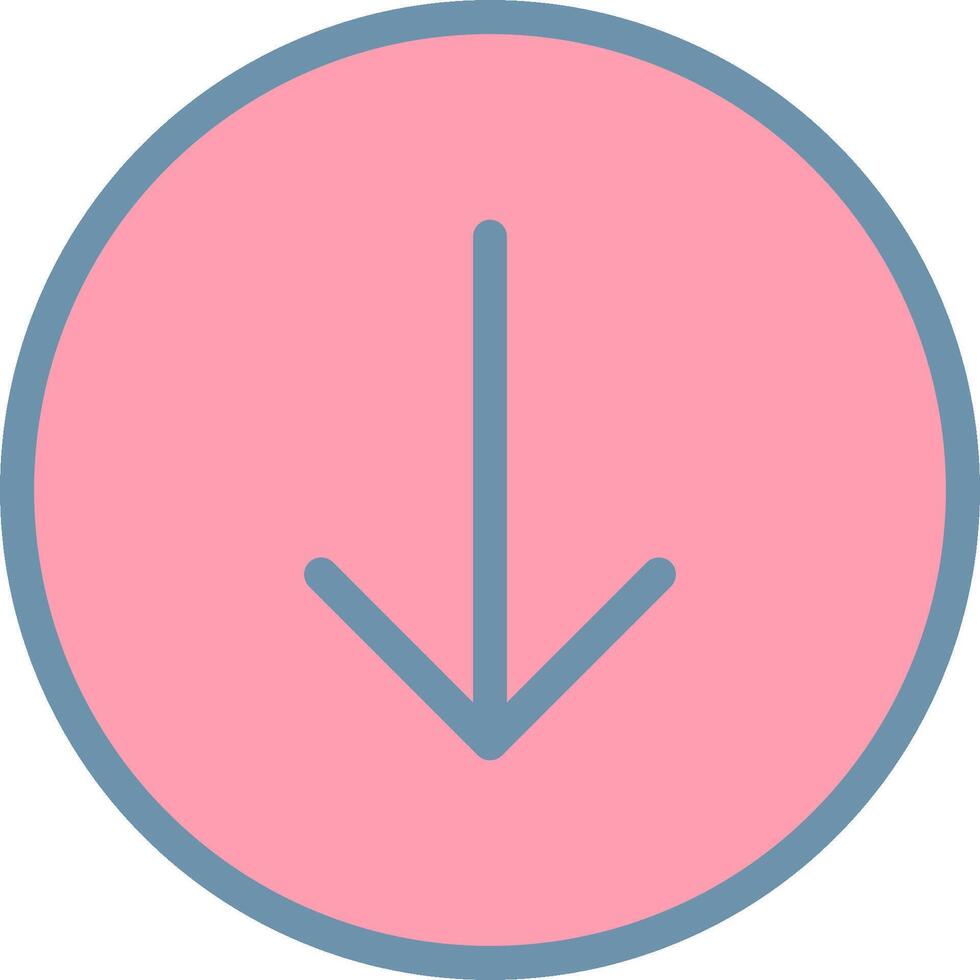 A pink circle with an arrow pointing down vector