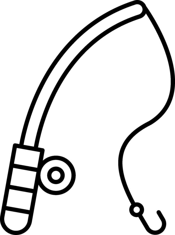 A fishing rod and reel outline vector