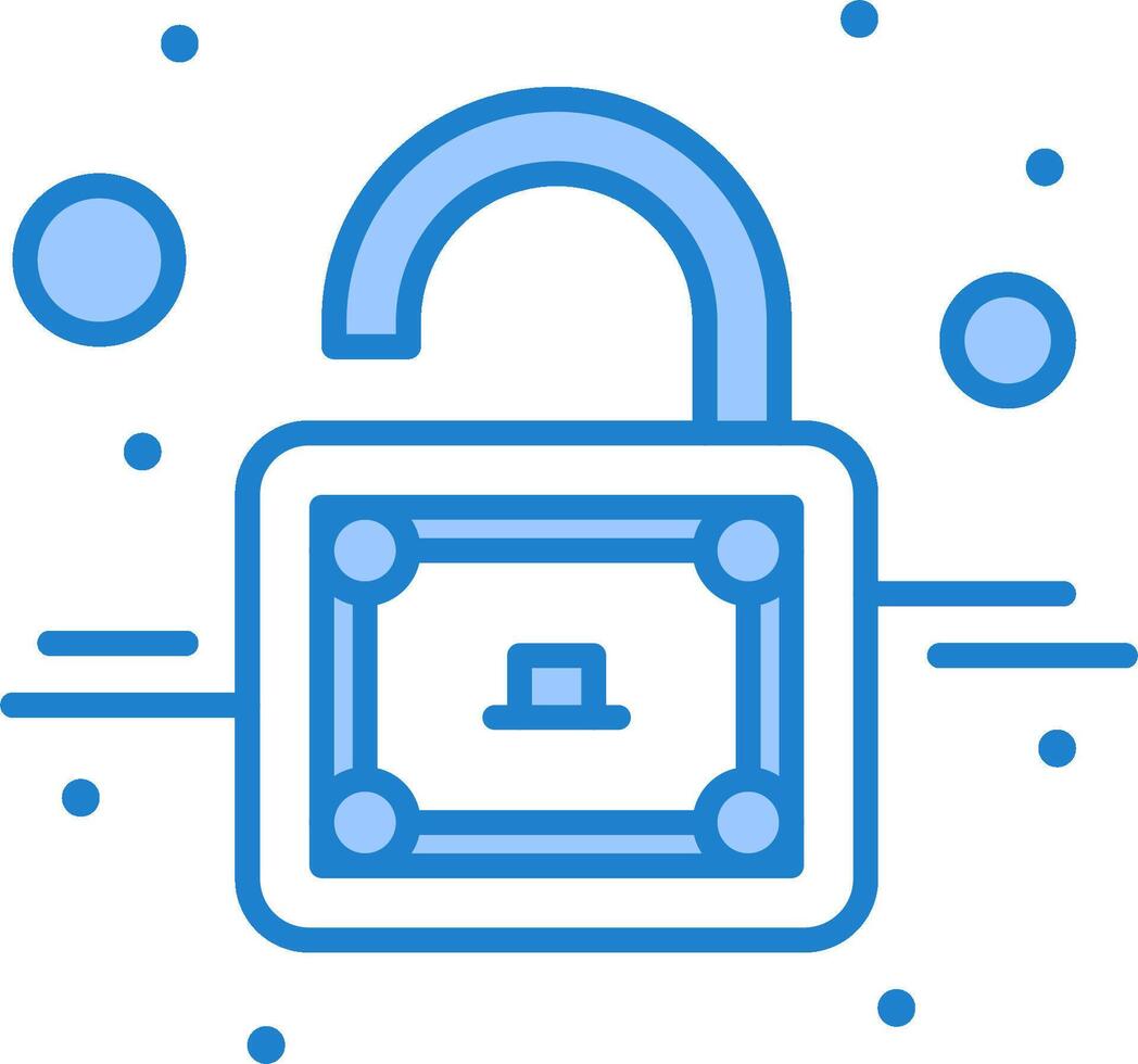 A blue lock icon with a key inside vector