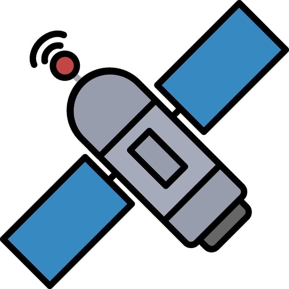 A satellite with a red dot on it vector