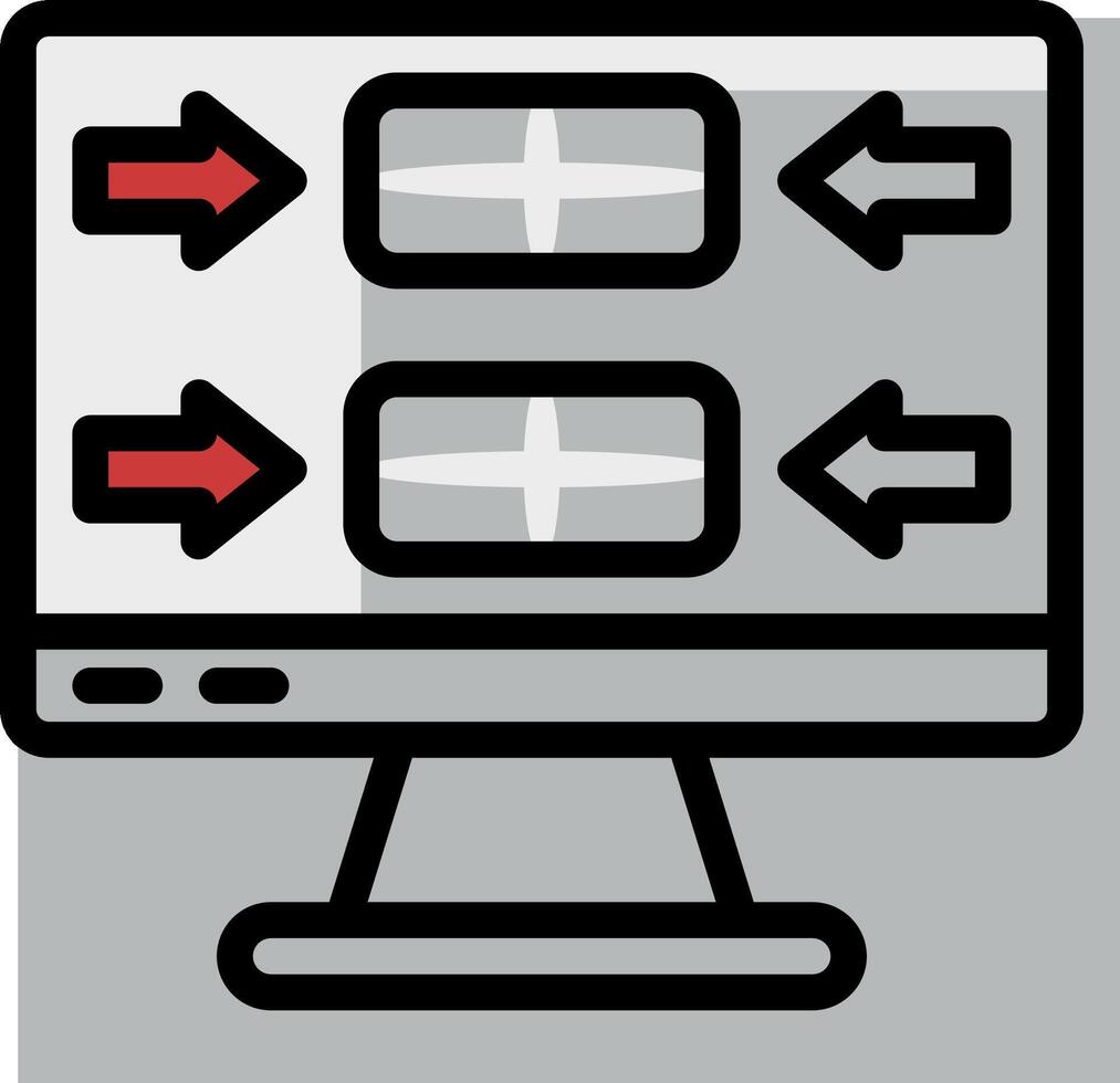 A computer monitor with arrows pointing to it vector
