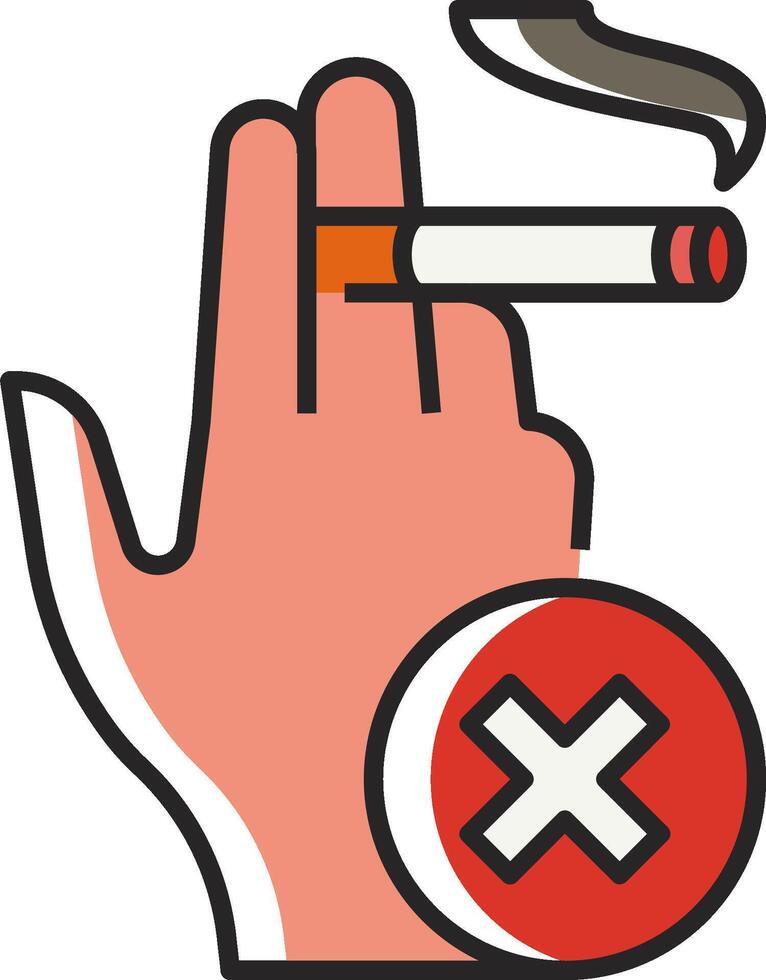 A hand with a cigarette and a cross sign vector