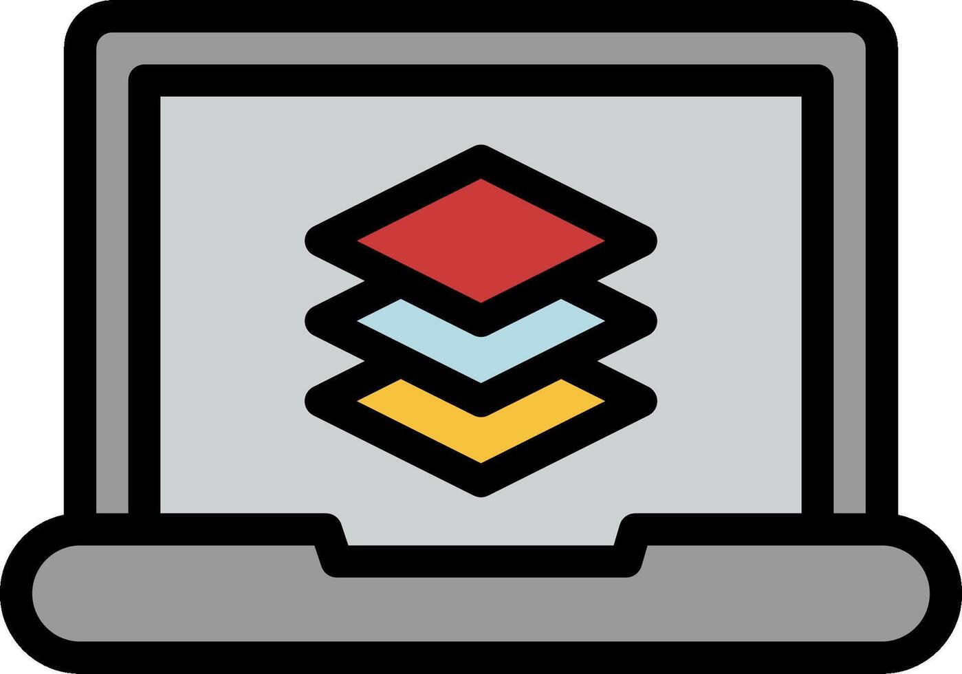 A laptop with a colorful icon on it vector