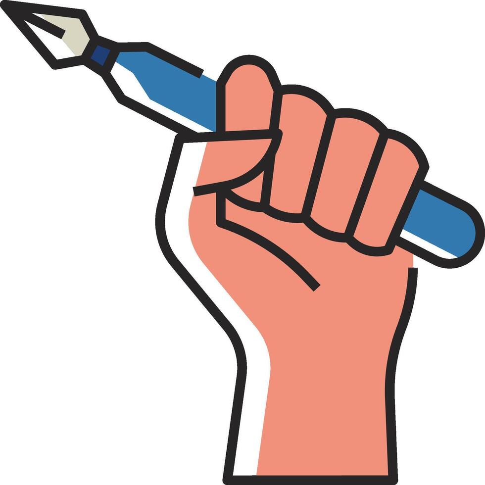 Hand holding a pen and writing utensil illustration vector