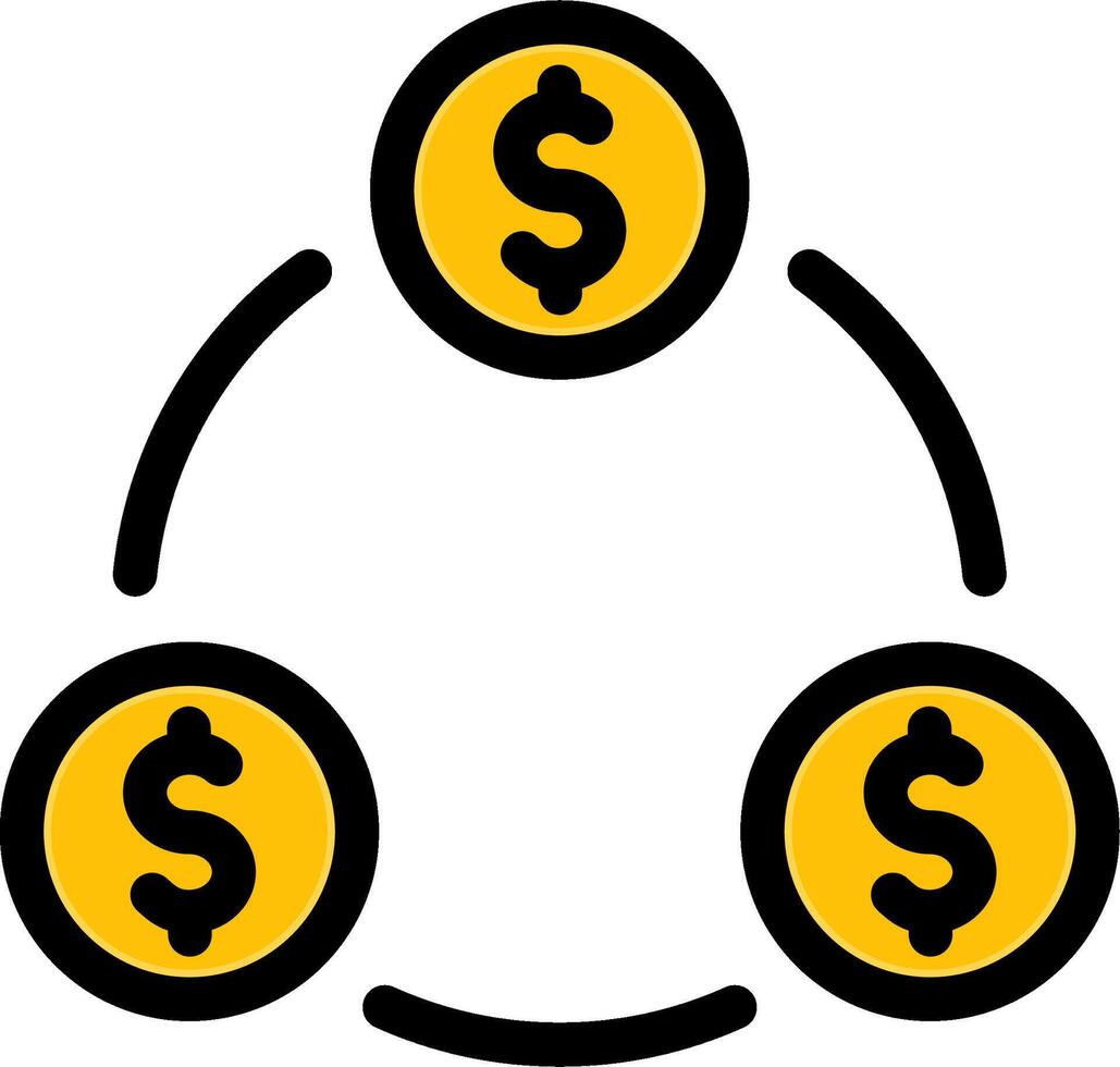 A circle with three money symbols in it vector