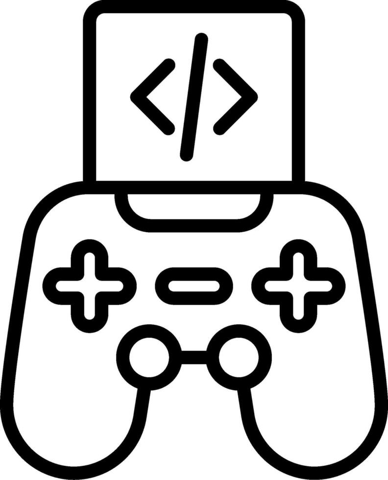 A black and white outline of a game controller vector