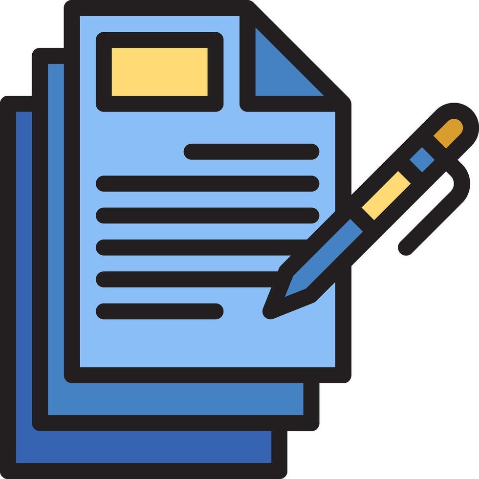 A pen and paper icon with a stack of papers vector
