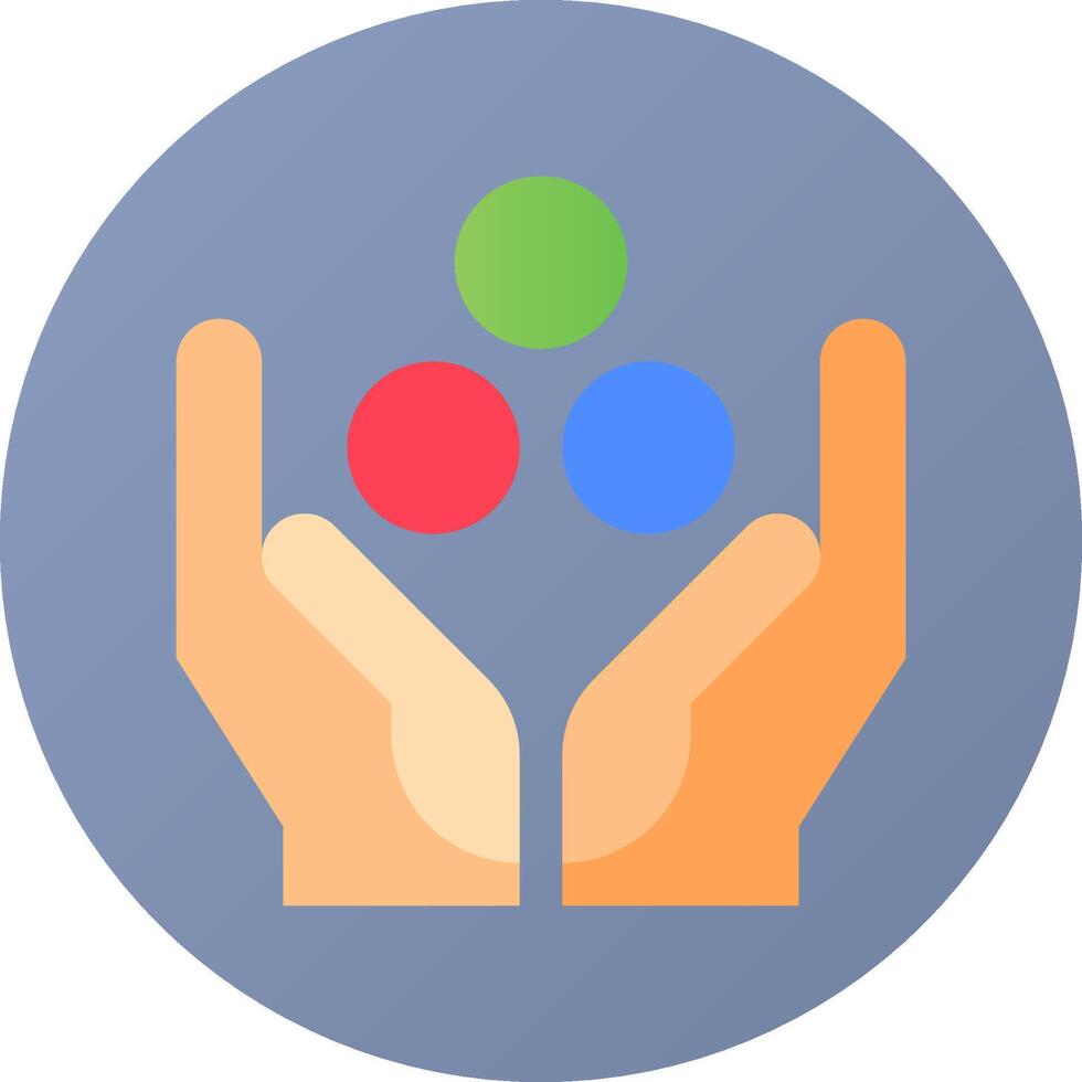 Two hands holding up three colored spheres vector