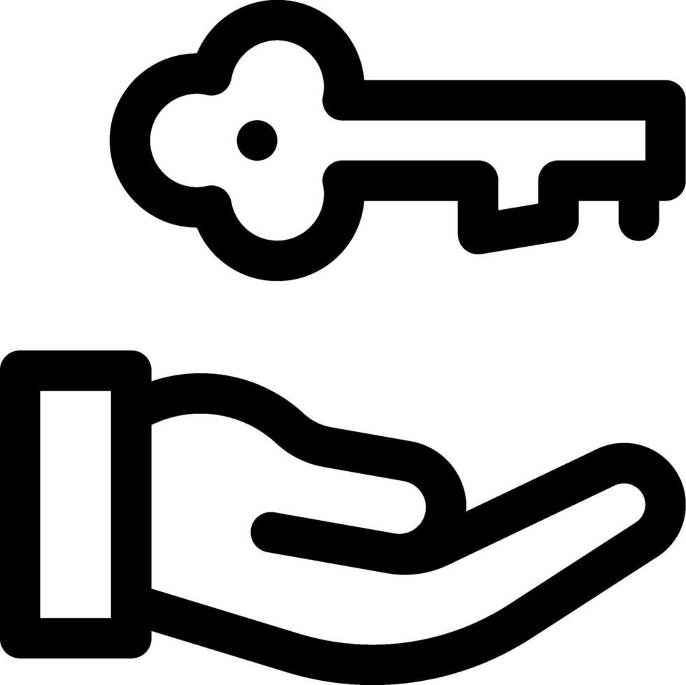 A hand holding a key and a key in the hand vector