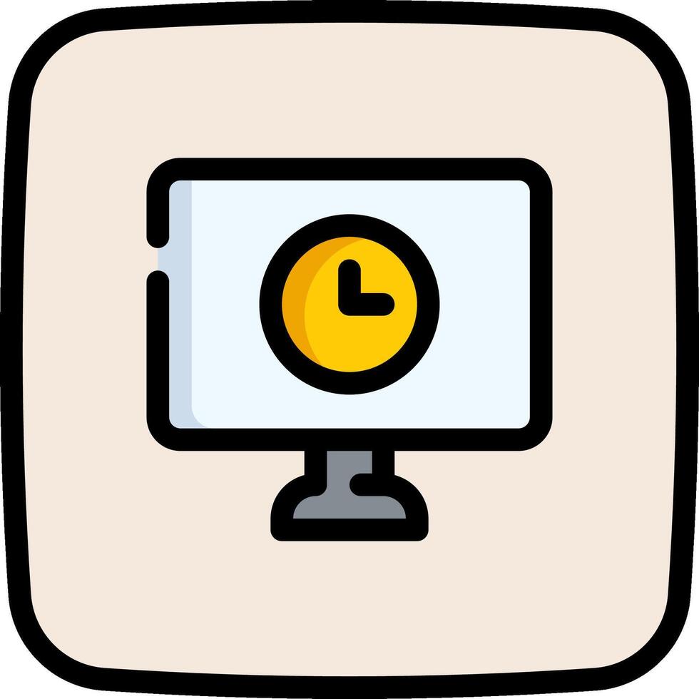 A computer monitor with a clock icon vector