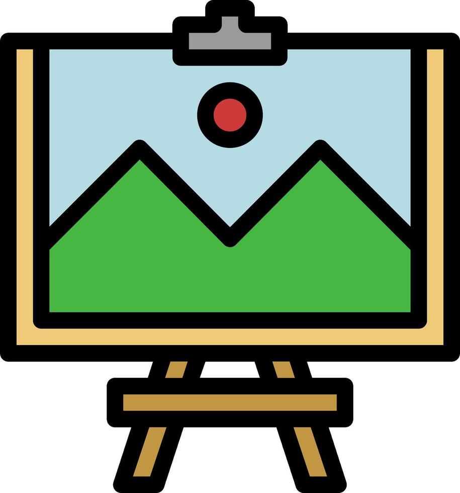 An easel with a painting on it vector