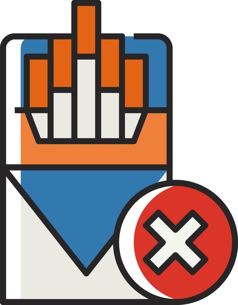 A cigarette packet with a red cross and a cigarette vector