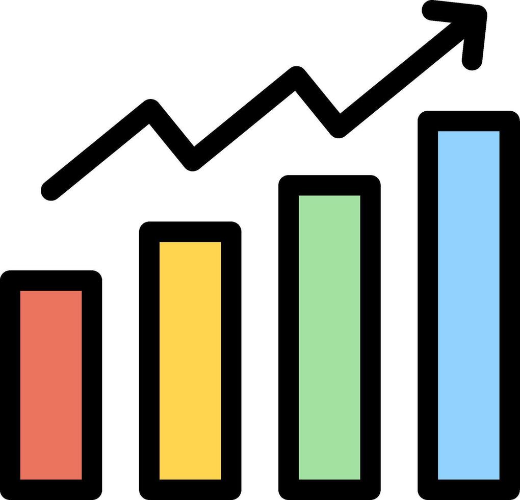 A graph chart with an arrow going up vector