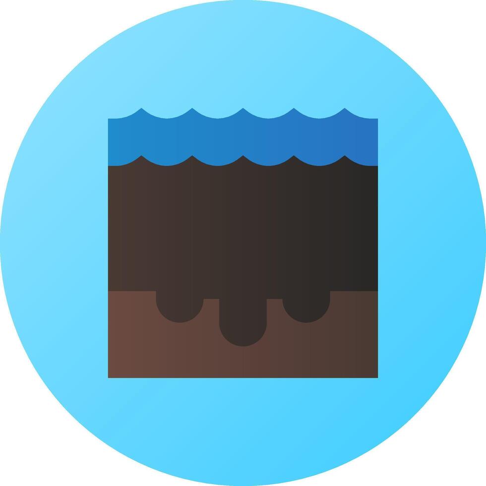 A flat icon of a water surface with a wave vector