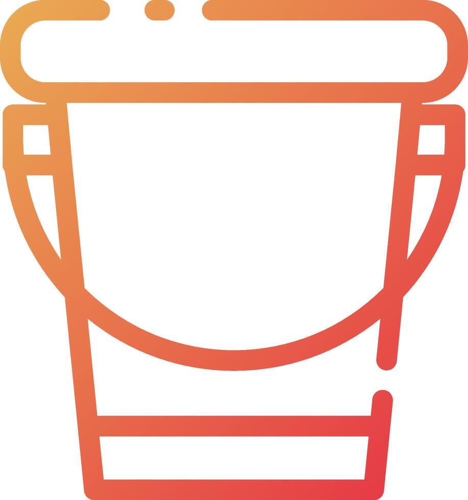 A bucket icon with a red and orange outline vector