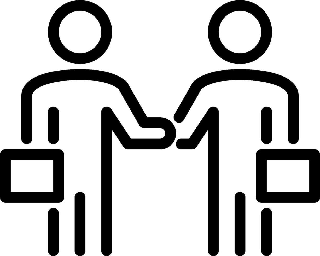 Two people shaking hands with a briefcase vector