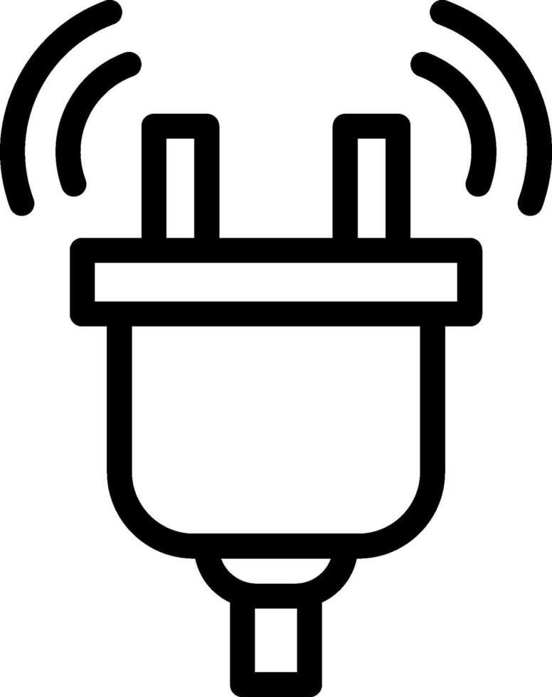 A black and white image of a plug with a wireless signal vector