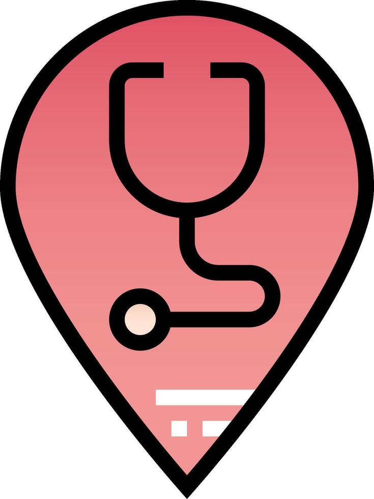 A pink pin with a stethoscope on it vector