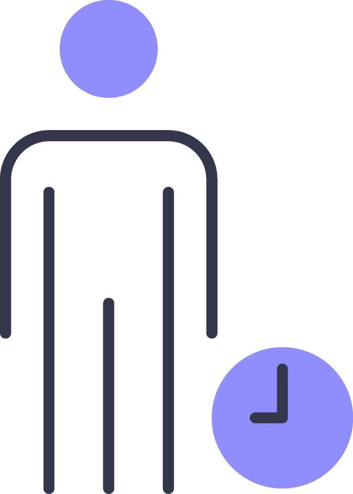 A person with a clock icon next to a person vector