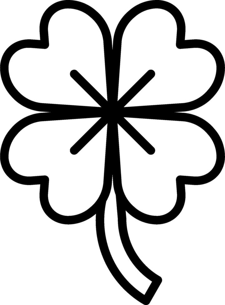 A four leaf clover is shown in black and white vector