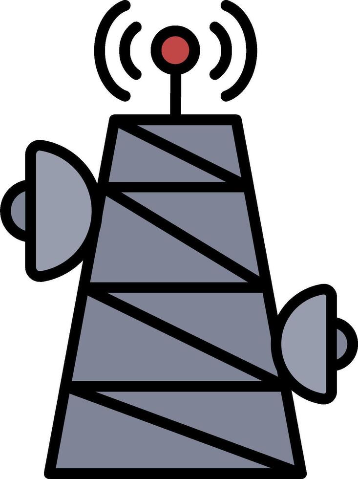 A cartoon of a tower with a radio antenna vector