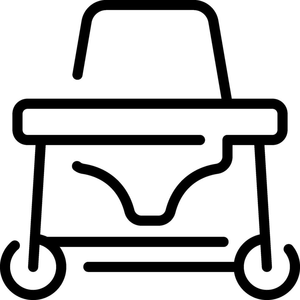 A black and white illustration of a baby's stroller vector