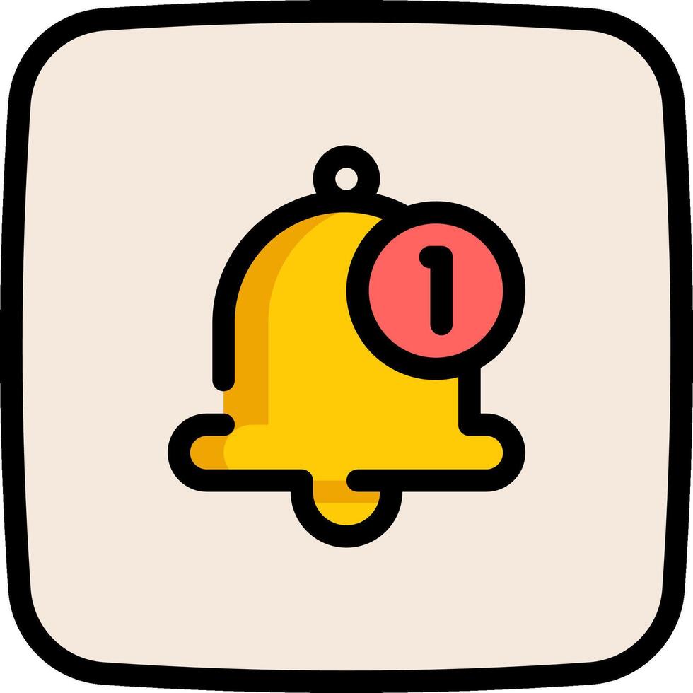 A yellow bell with a red dot on it vector