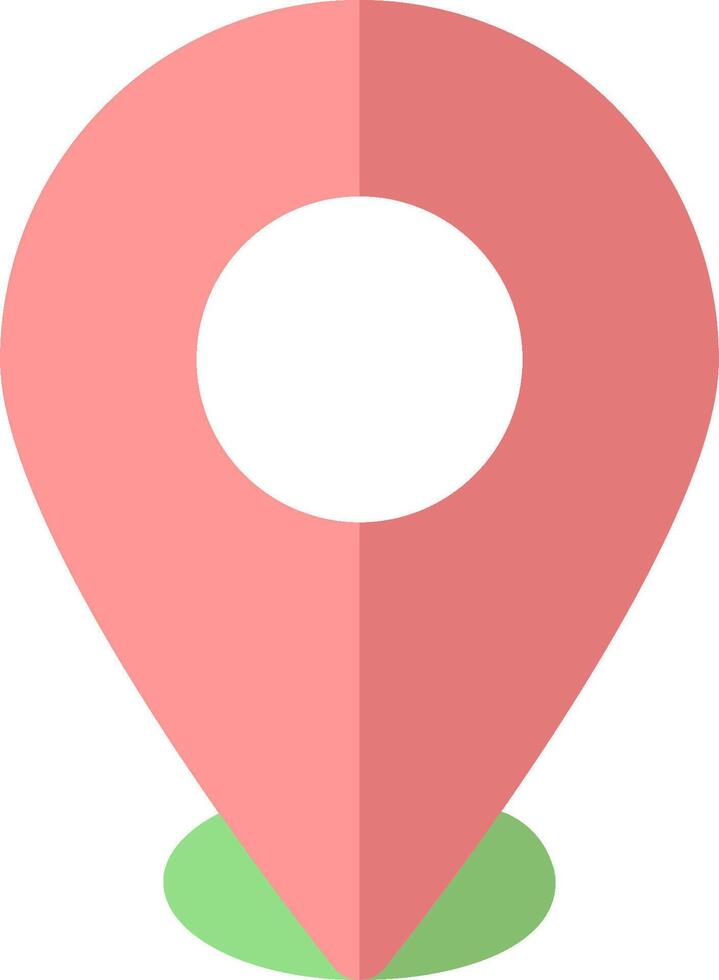 A pink location marker with a green dot vector