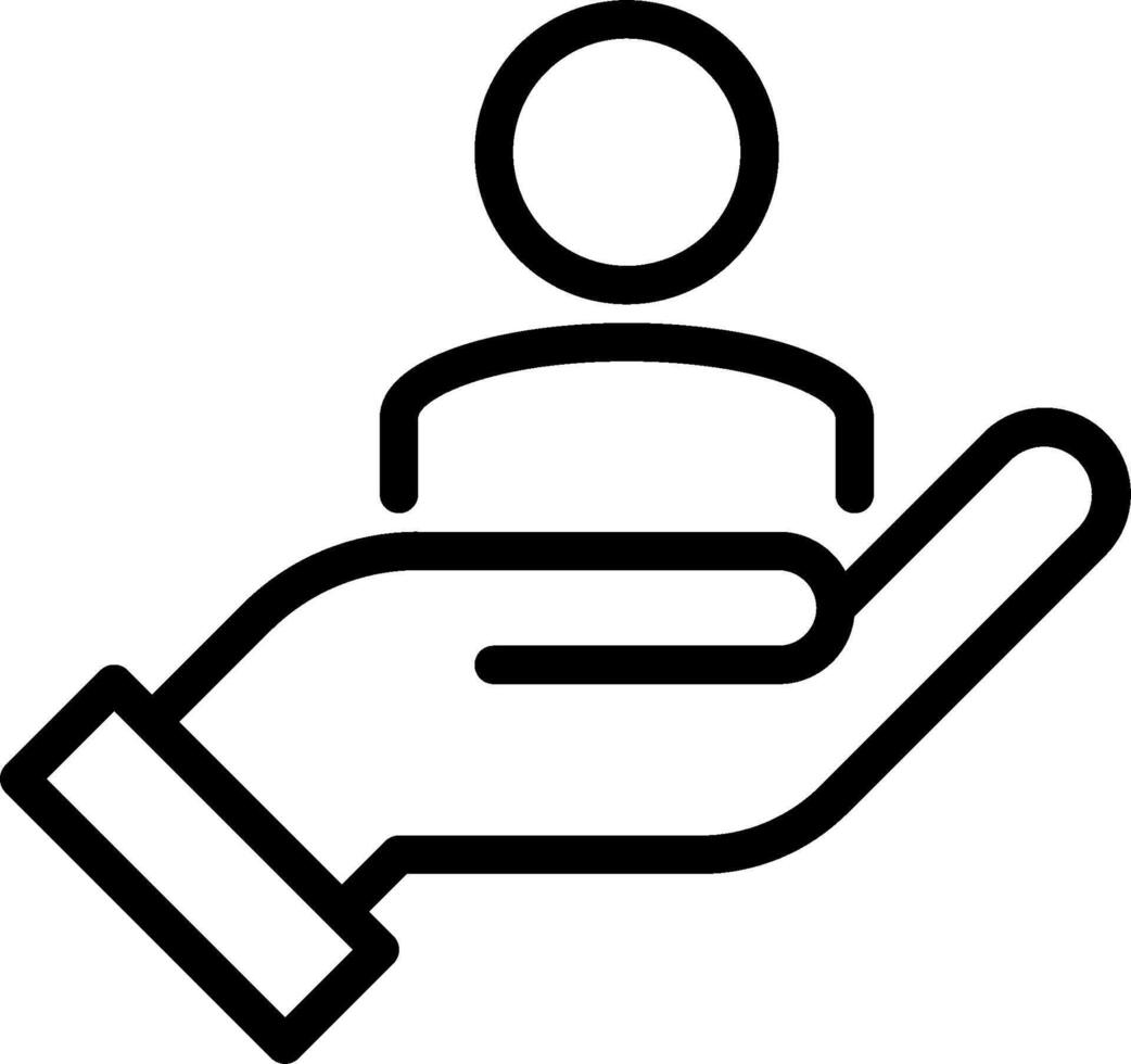 A hand holding a person icon vector