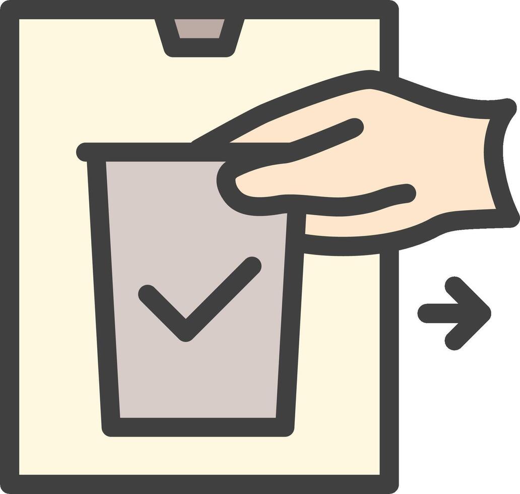 A hand holding a paper cup with a check mark vector