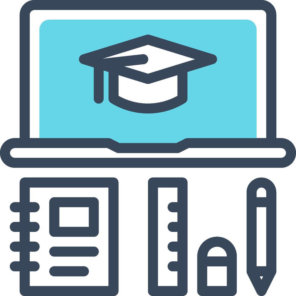 An icon of a laptop and a graduation cap vector