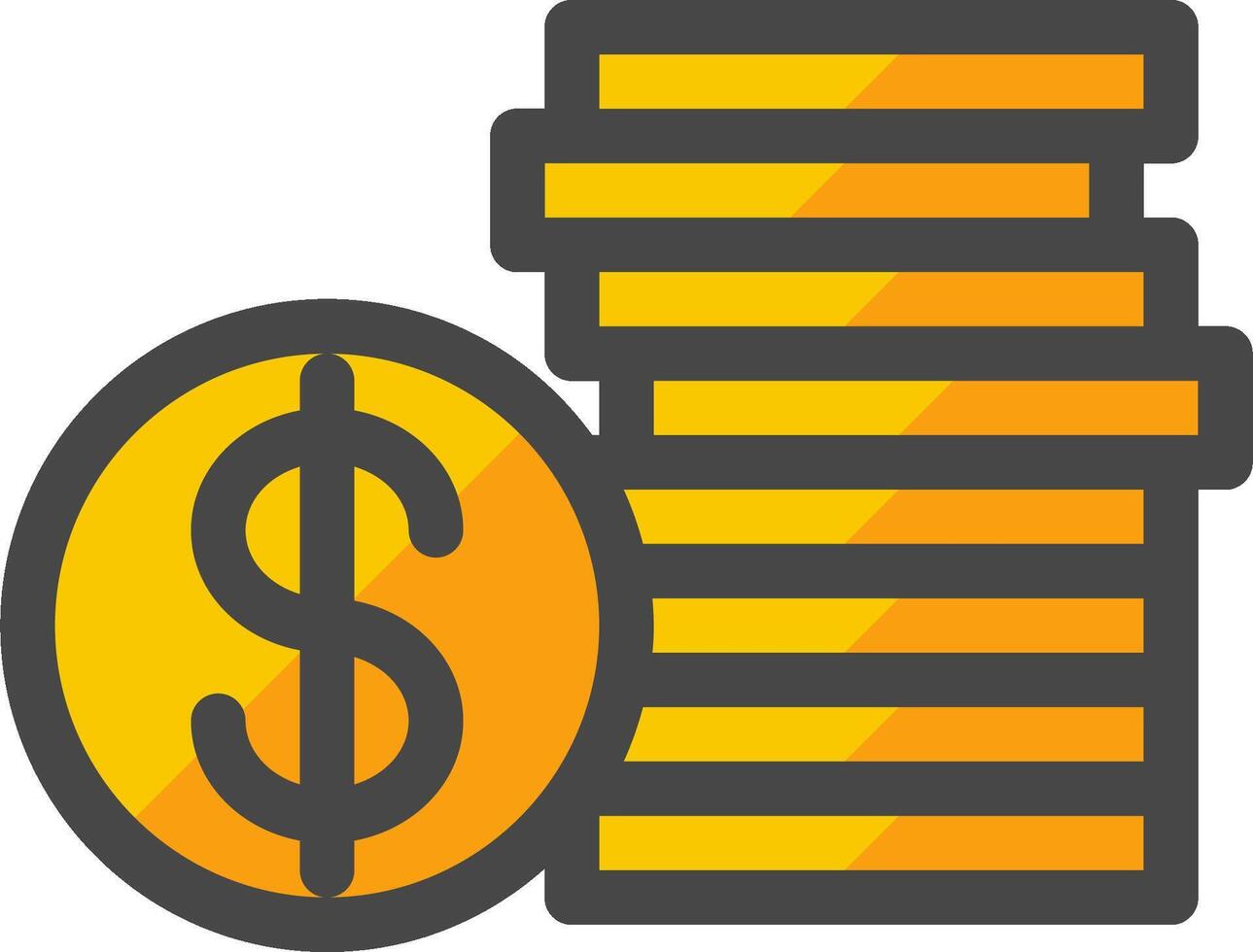 Money icon with dollar sign and stacks of coins vector