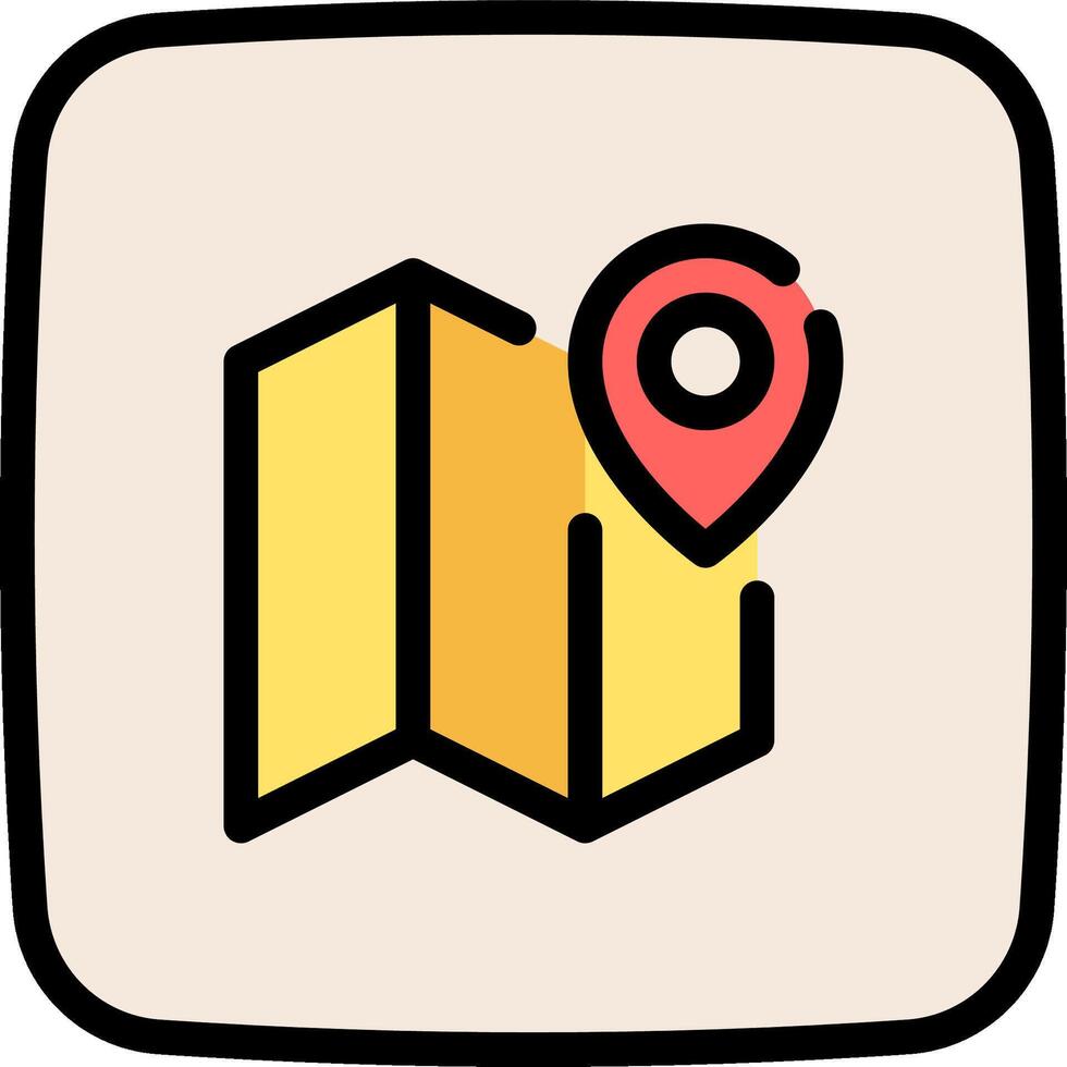 A map icon with a pin pointing to a location vector