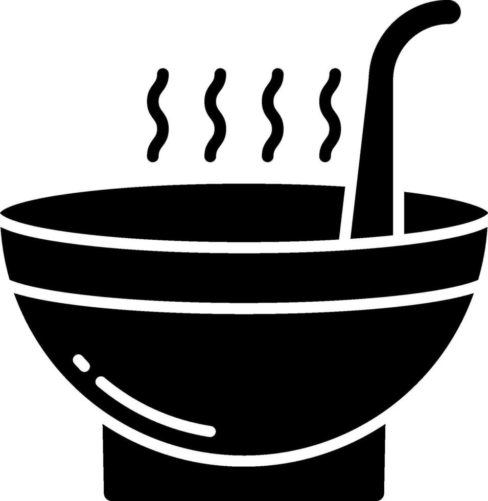 A black and white illustration of a bowl with a spoon vector