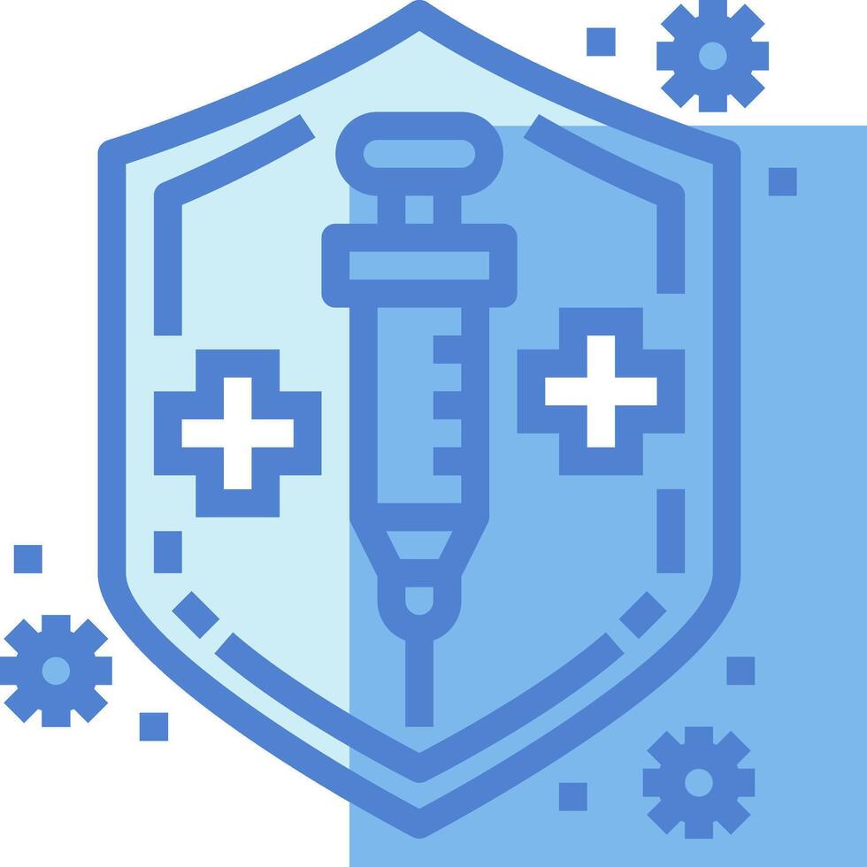 A shield with a syringe and a cross on it vector