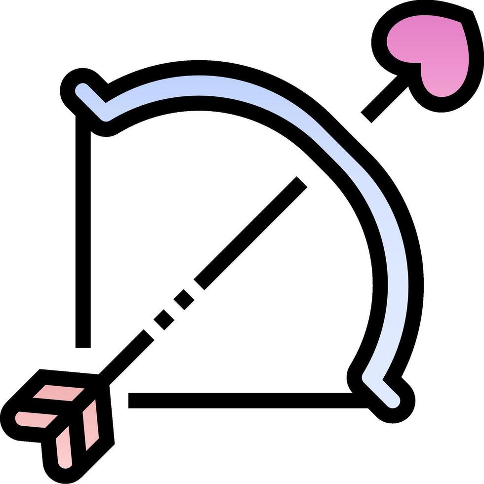 A bow and arrow icon with a heart vector