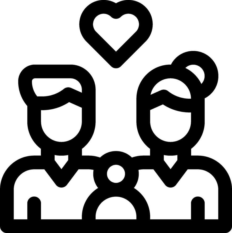 A black and white icon of a family with a heart vector