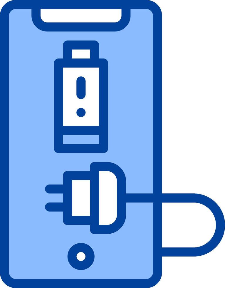 A blue phone with a charger plugged into it vector