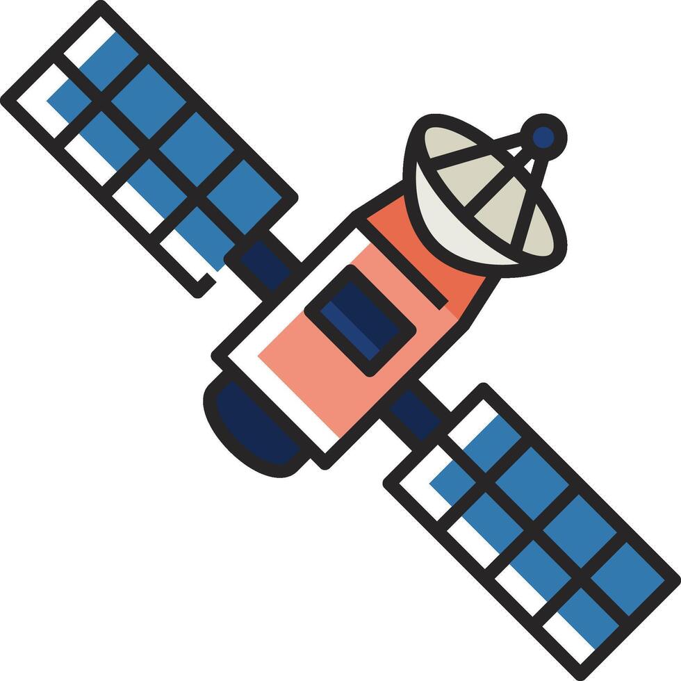A satellite with a satellite dish on top vector
