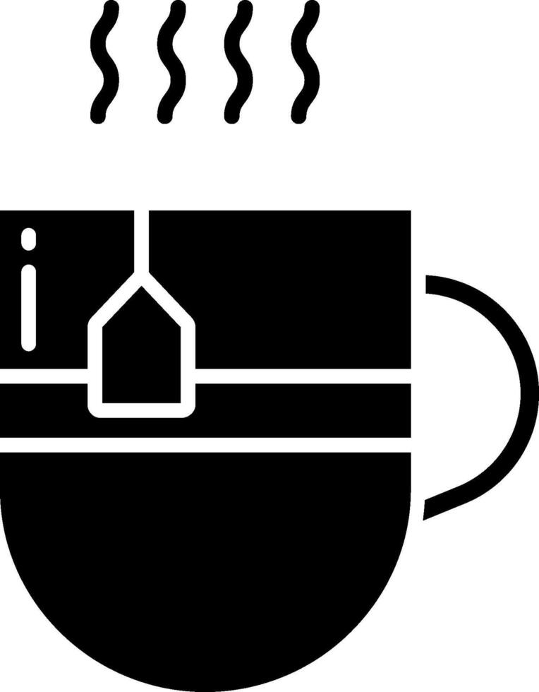 A black and white cup with a tea bag in it vector
