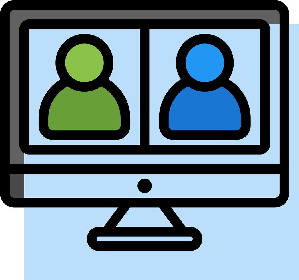 A computer screen with two people on it vector