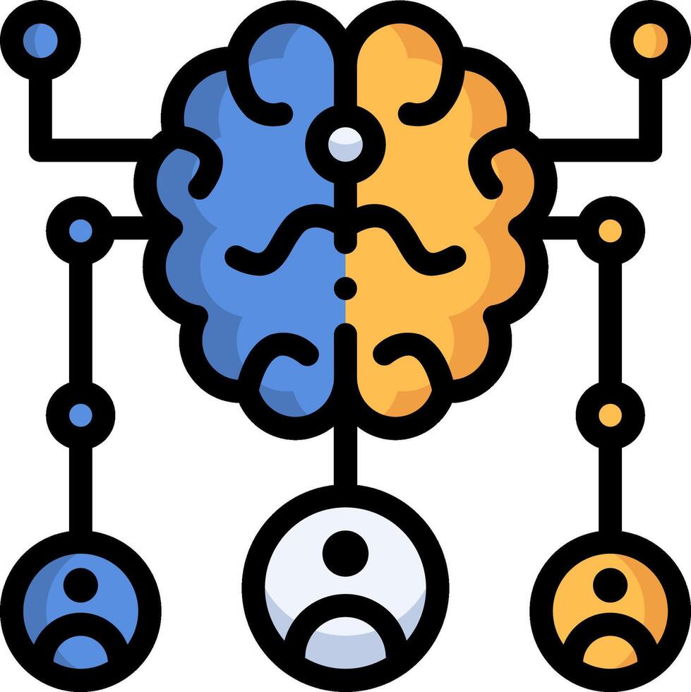 A brain with two people and a person in the middle vector