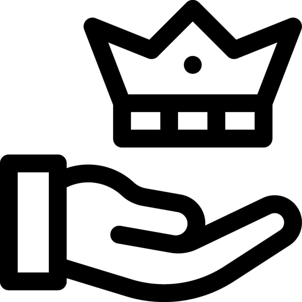 A hand holding a crown icon vector