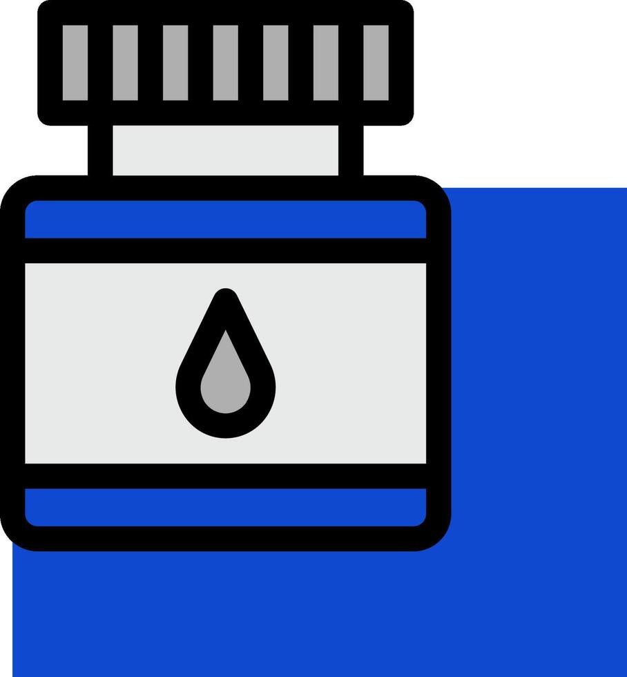 A blue and white bottle with a drop of ink vector